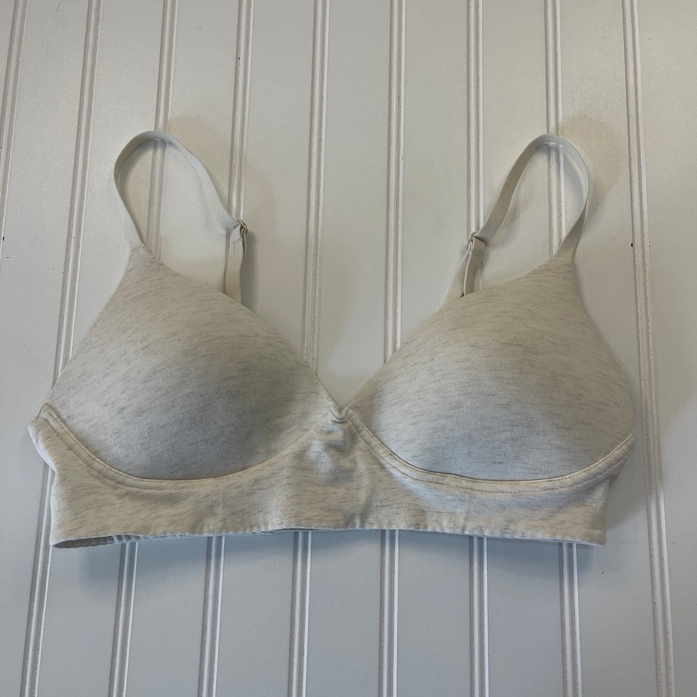 Aerie Real Good Superchill Wireless Bra 34A Heathered Cream Lightly Lined